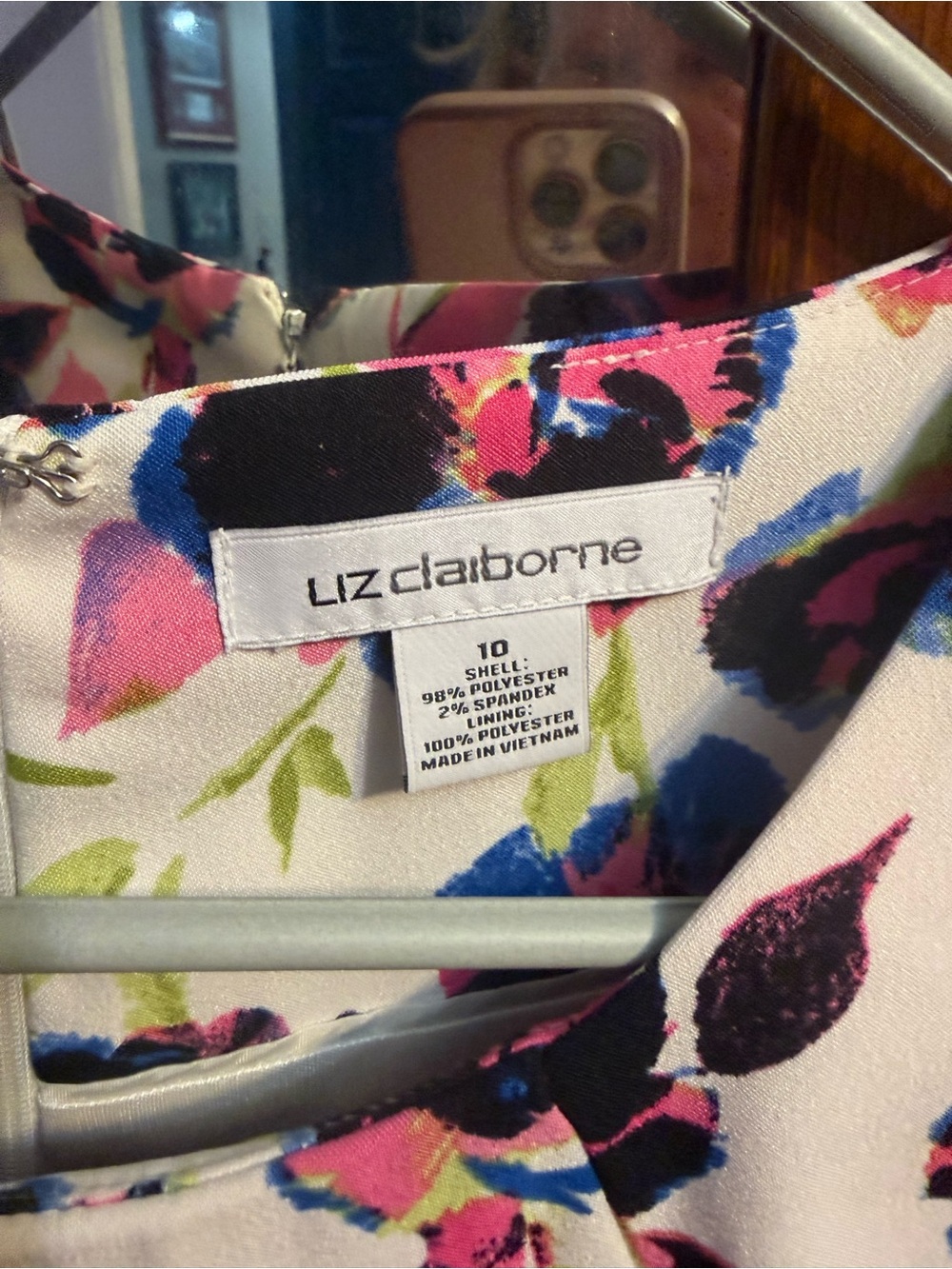 Liz Claiborne women’s White Floral Fit & Flare Dress - Pink & Blue - Picture 3 of 3